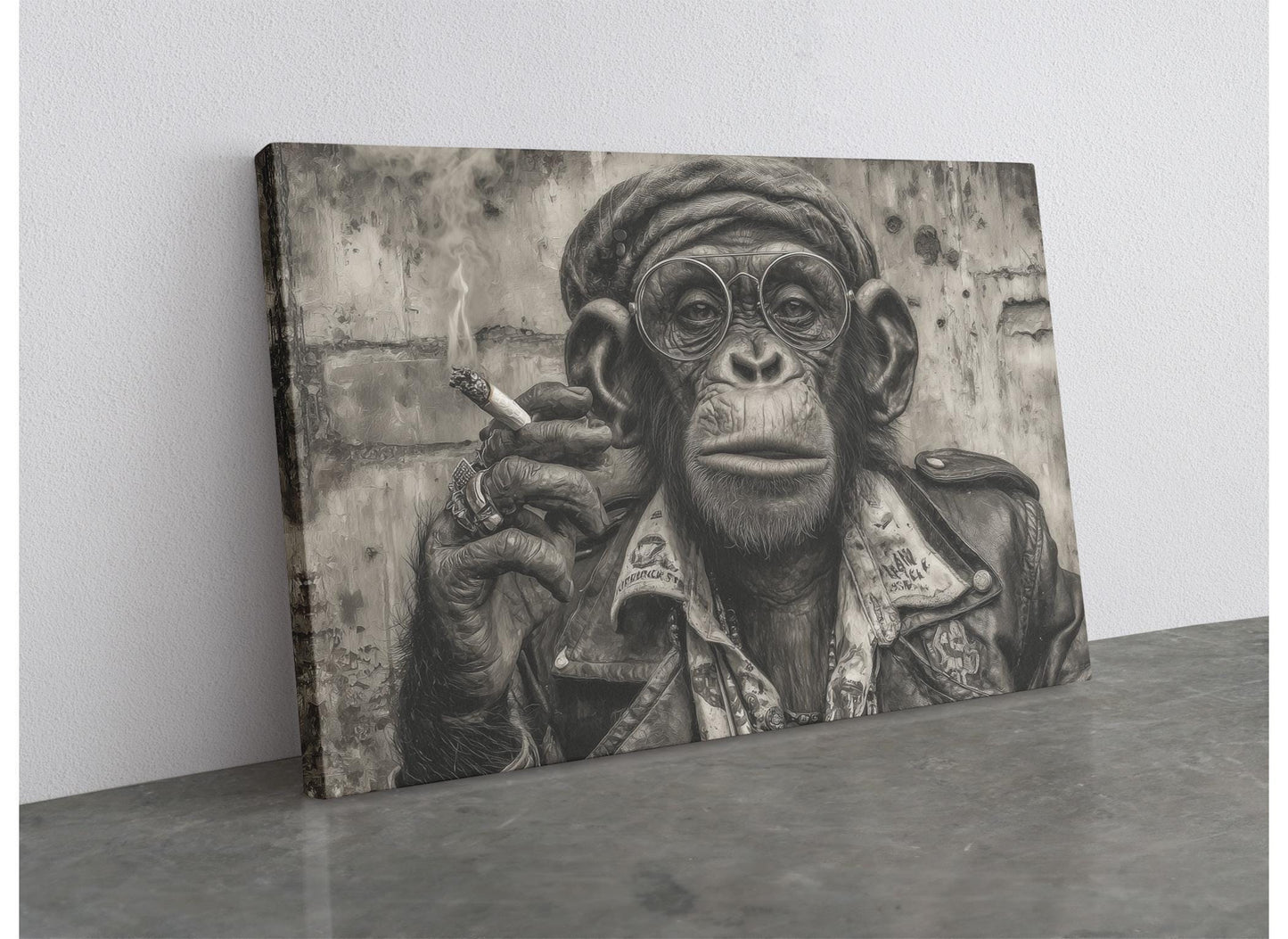 Smoking Monkey Wall Art – Funky Animal Canvas Portrait | Ready to Hang
