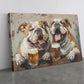 Bulldog Canvas Print - Beer Drinking Dogs Wall Art | Ready to Hang Canvas Decor