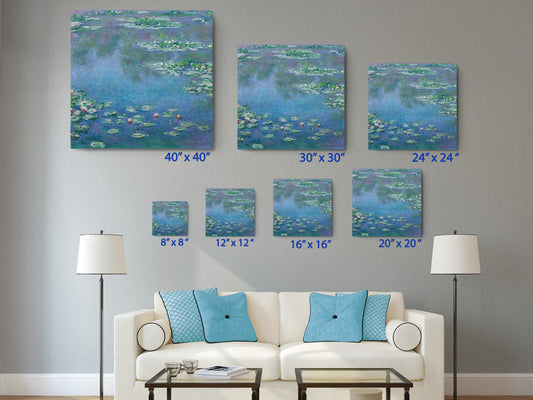 Monet Water Lilies Print – Modern Impressionist Wall Art on Canvas