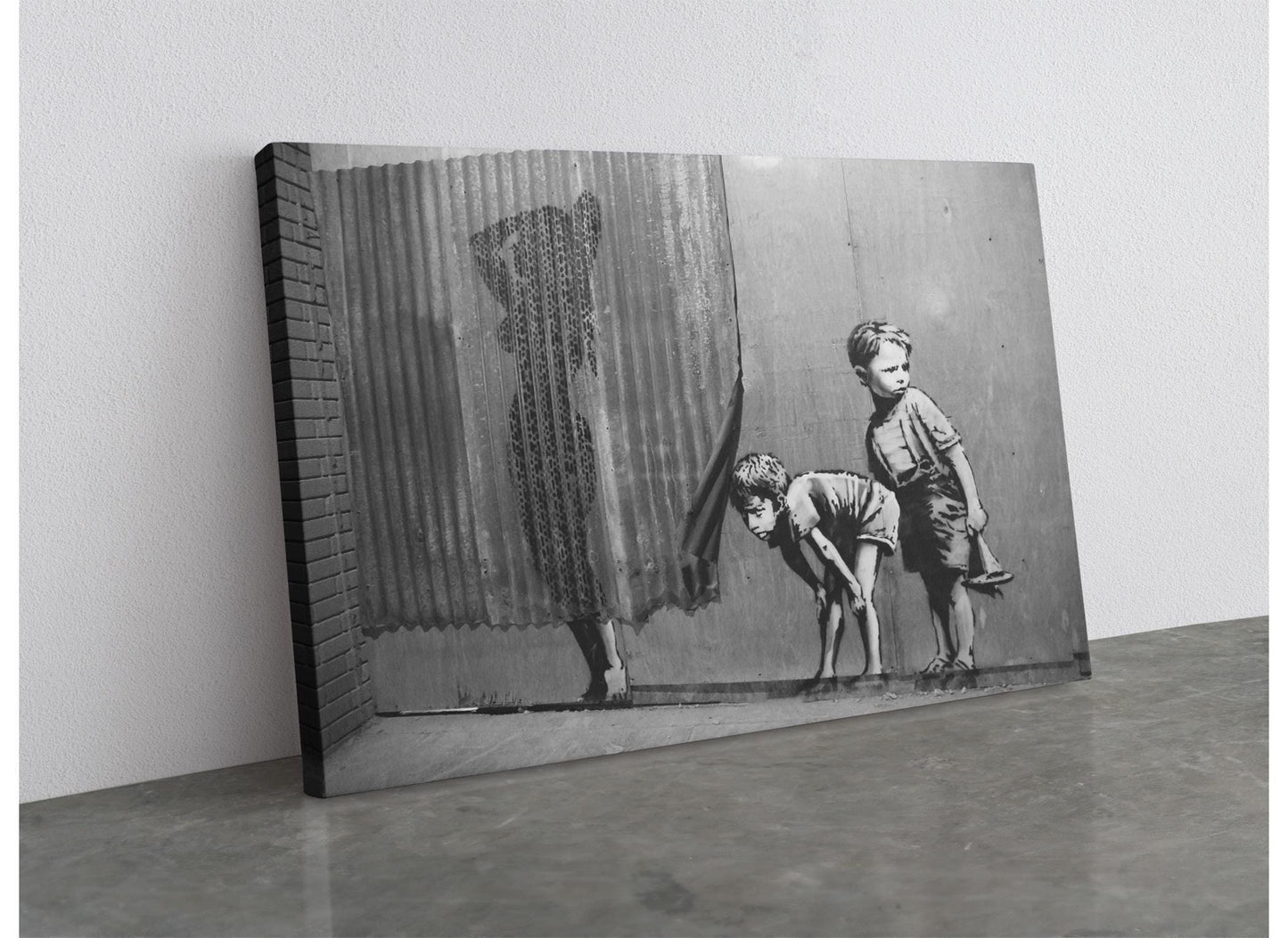 Street Art Canvas Print – Black and White Stencil Urban Wall Decor, Ready to Hang