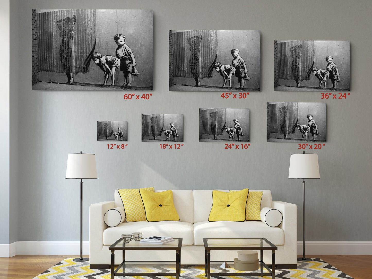 Street Art Canvas Print – Black and White Stencil Urban Wall Decor, Ready to Hang