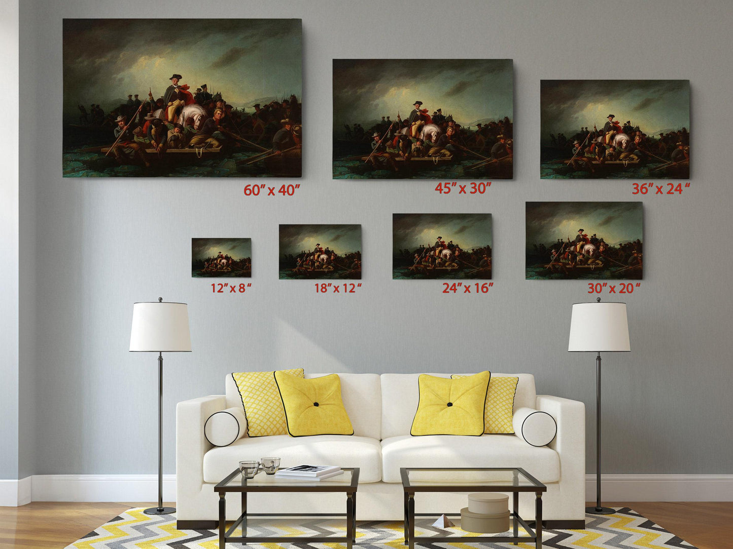 Crossing the Delaware Canvas Historic Patriotic Wall Art – Museum Quality Print