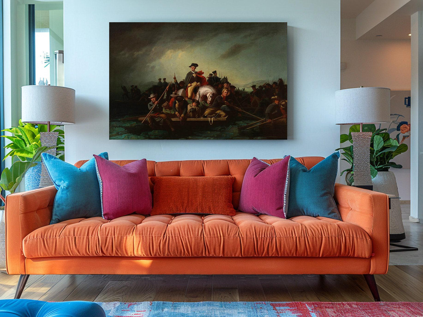 Crossing the Delaware Canvas Historic Patriotic Wall Art – Museum Quality Print