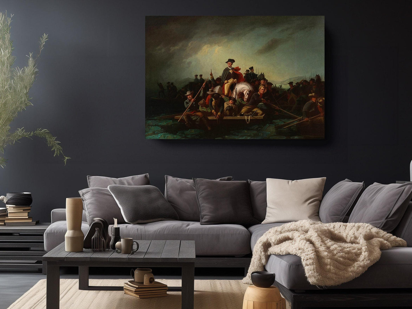 Crossing the Delaware Canvas Historic Patriotic Wall Art – Museum Quality Print