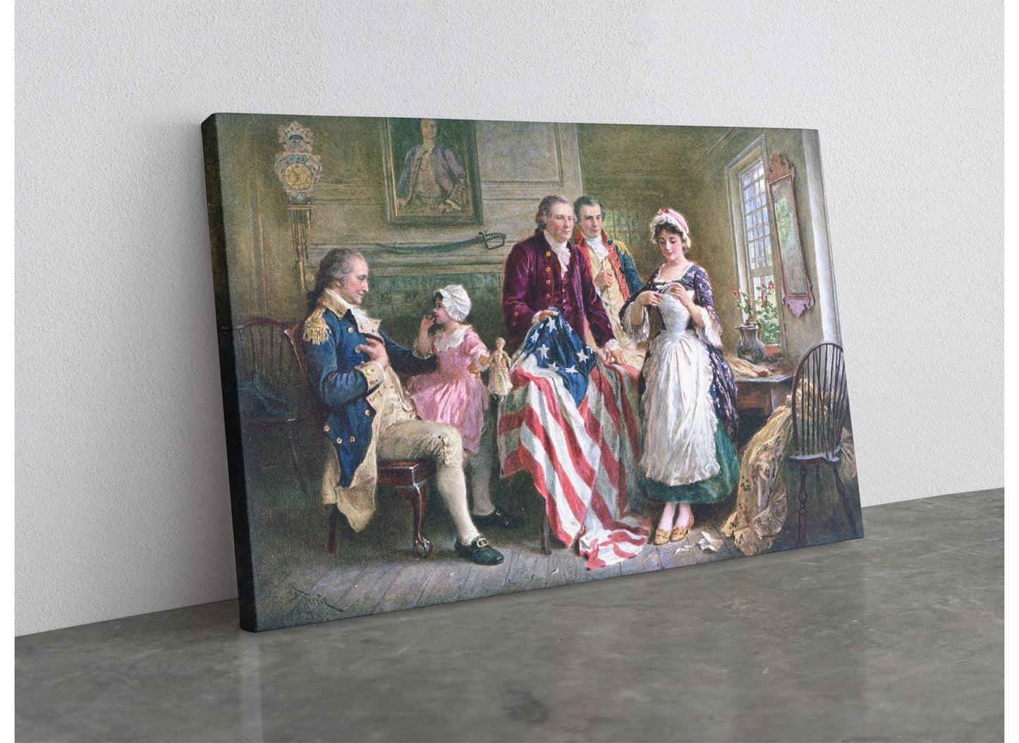 Betsy Ross Flag Print – US Flag Canvas | Independence Day Art Wall Decor