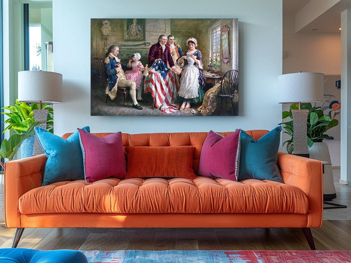 Betsy Ross Flag Print – US Flag Canvas | Independence Day Art Wall Decor