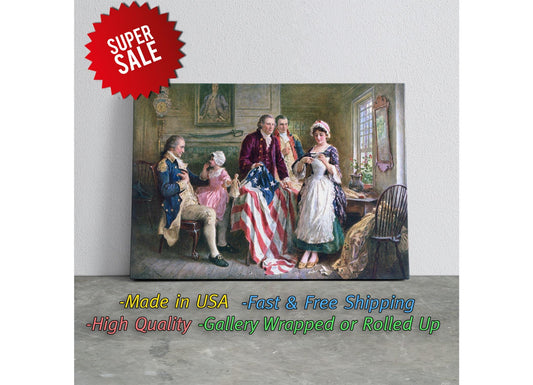 Betsy Ross Flag Print – US Flag Canvas | Independence Day Art Wall Decor