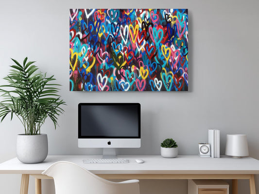 Spray Paint Canvas Print – Urban Graffiti Wall Art Heart Canvas Decor
