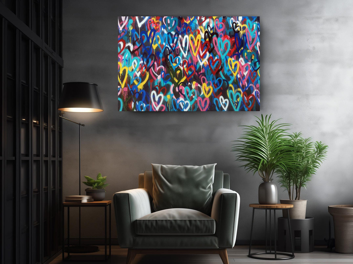 Spray Paint Canvas Print – Urban Graffiti Wall Art Heart Canvas Decor