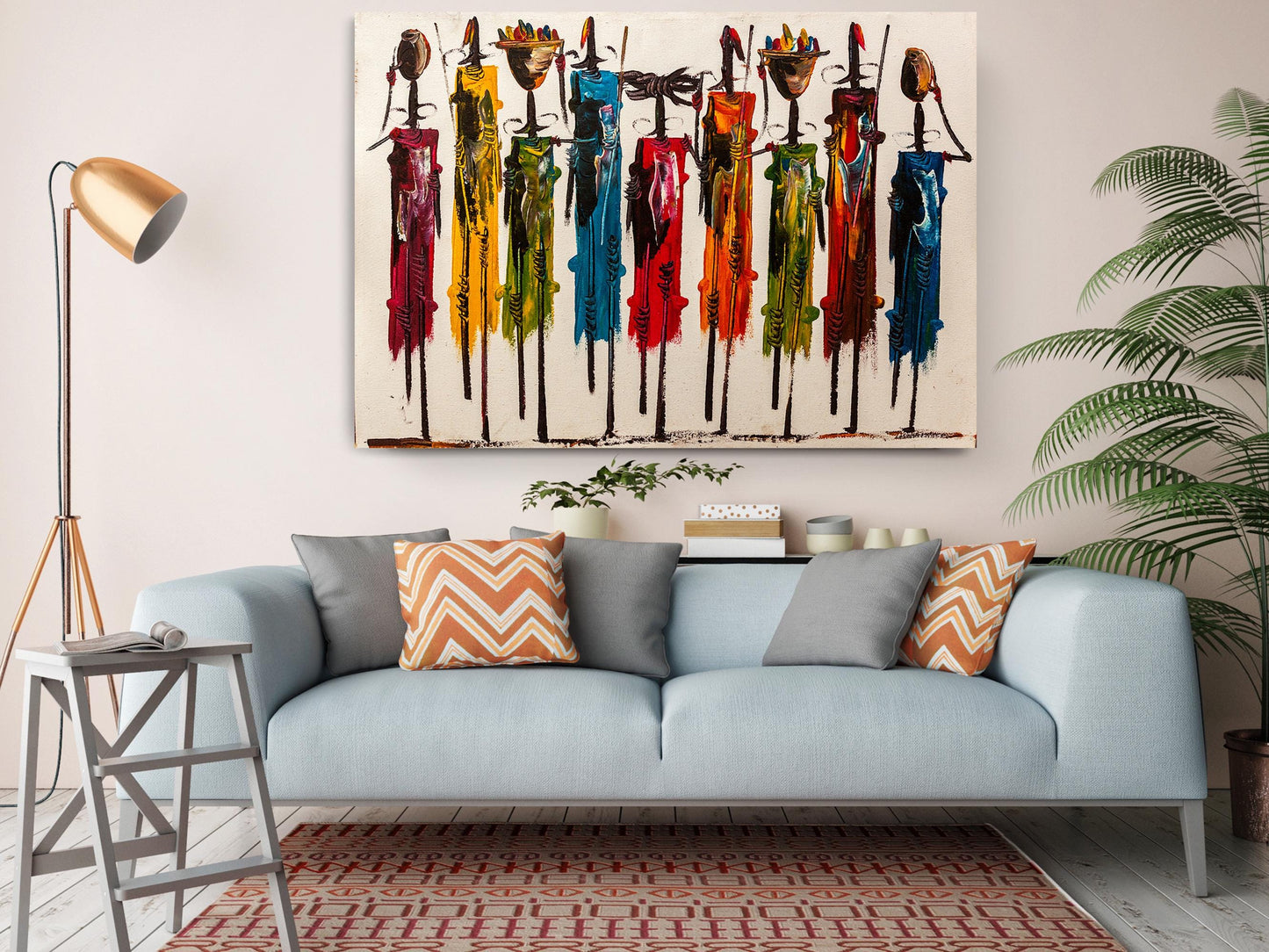 Maasai Women Canvas Tribal Wall Art - Ready to Hang African Print Decor