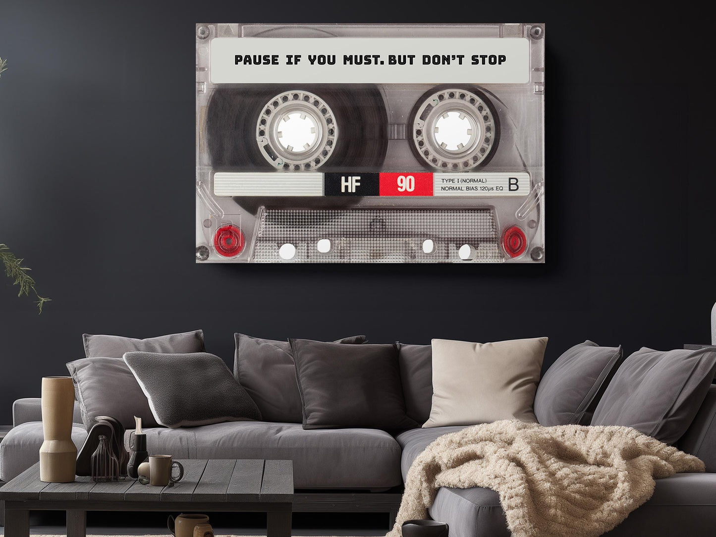 Motivational Canvas Print – Cassette Tape Decor | Inspirational Art Print Wall