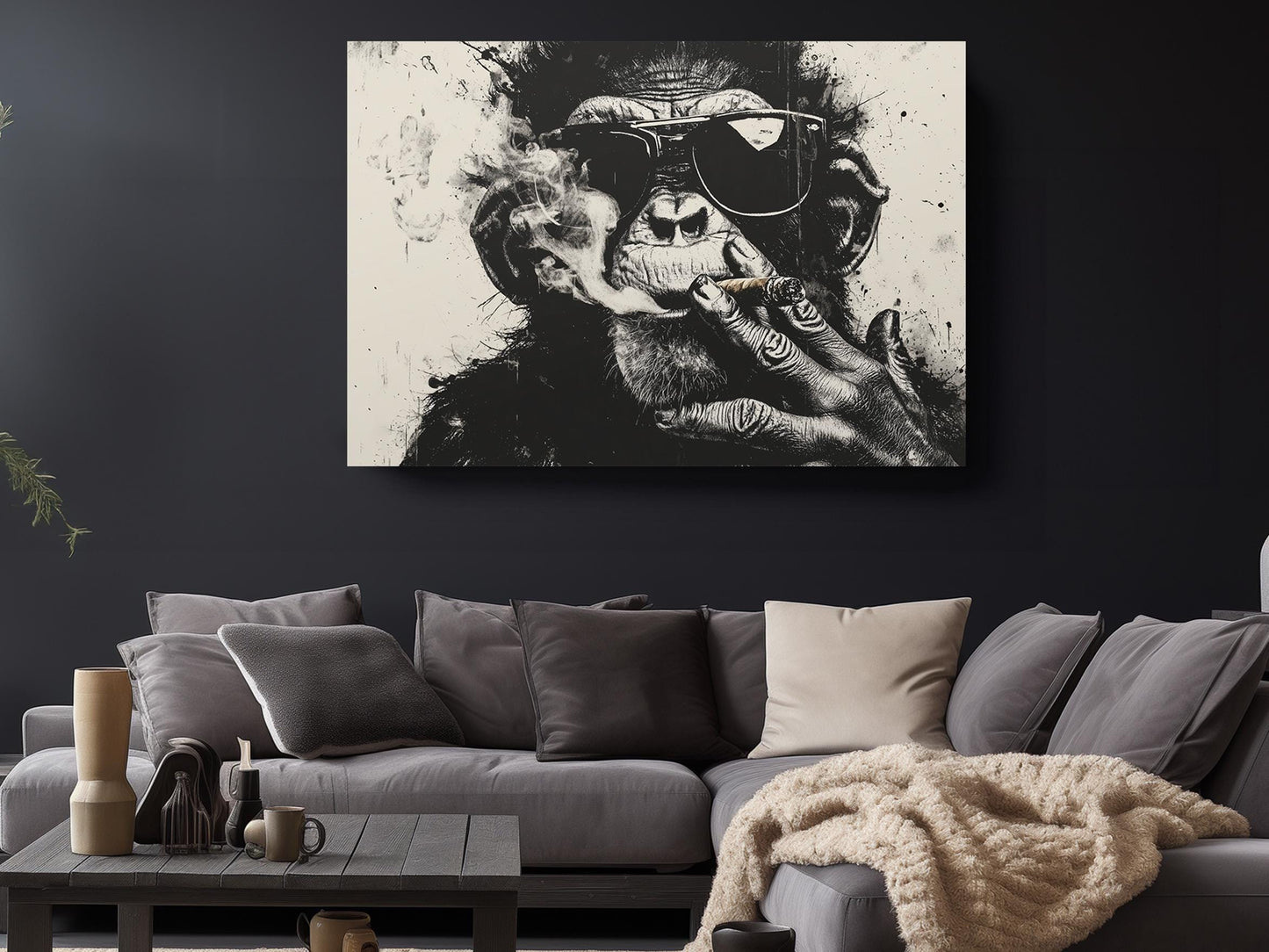 Banksy Monkey Canvas – Urban Art Reproduction | Ready to Hang Canvas Wall Art