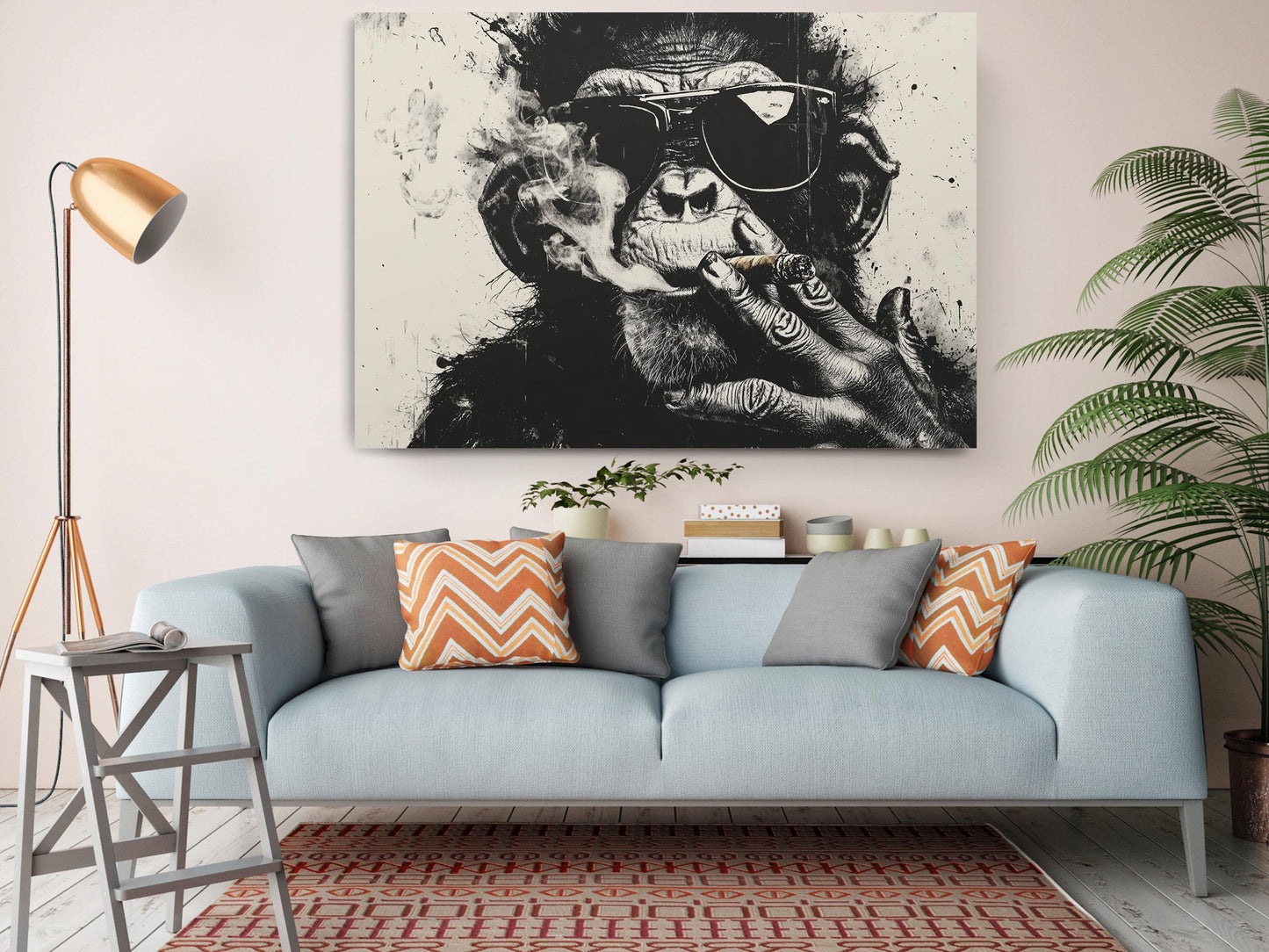 Banksy Monkey Canvas – Urban Art Reproduction | Ready to Hang Canvas Wall Art
