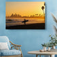 California Sunset Canvas Print – Surfer Silhouette Coastal Wall Art, Ready to Hang