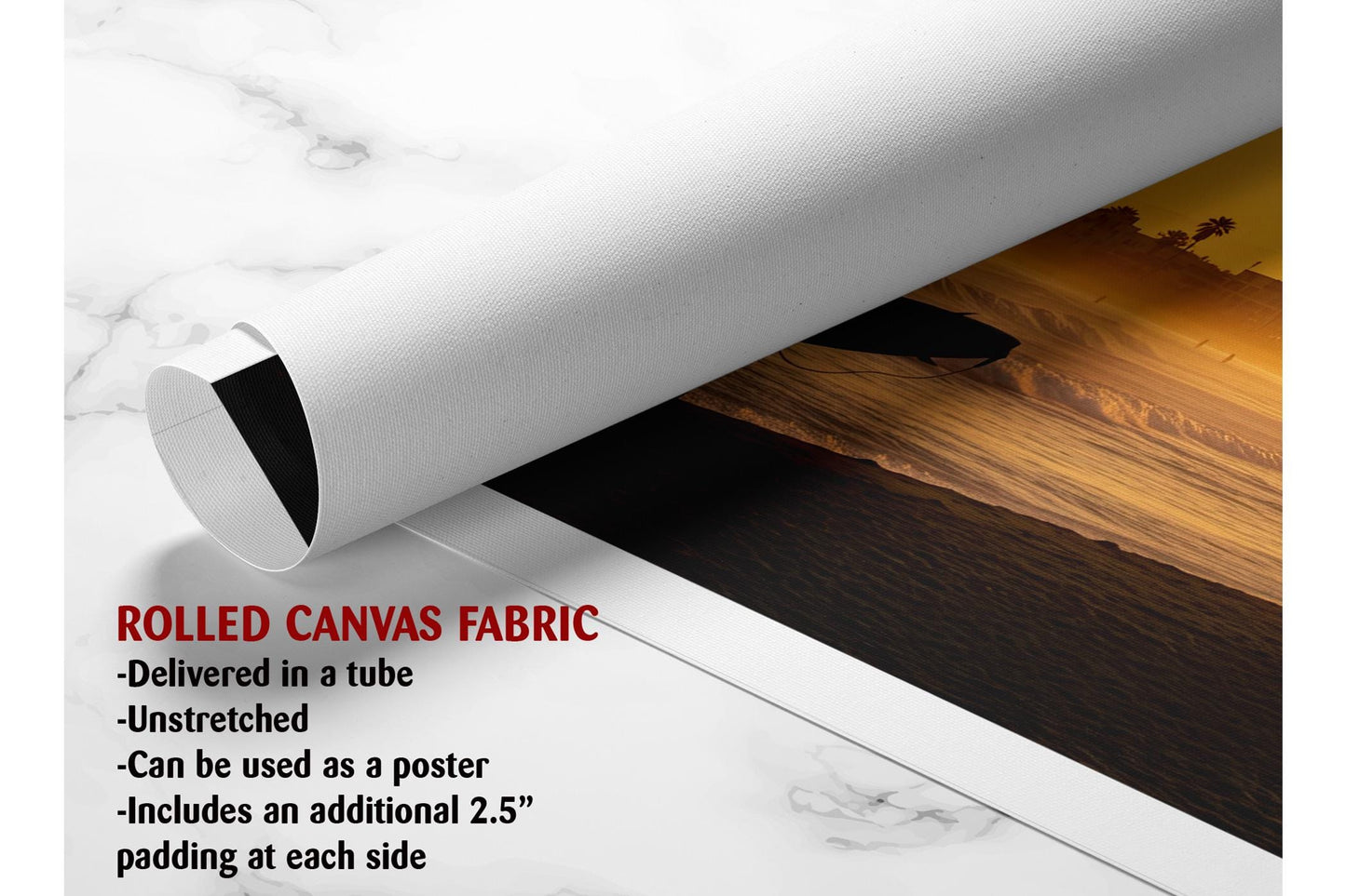 California Sunset Canvas Print – Surfer Silhouette Coastal Wall Art, Ready to Hang