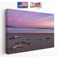 Pastel Sunset Beach Canvas | Coastal Wall Art - Driftwood Shore Print, Museum Quality