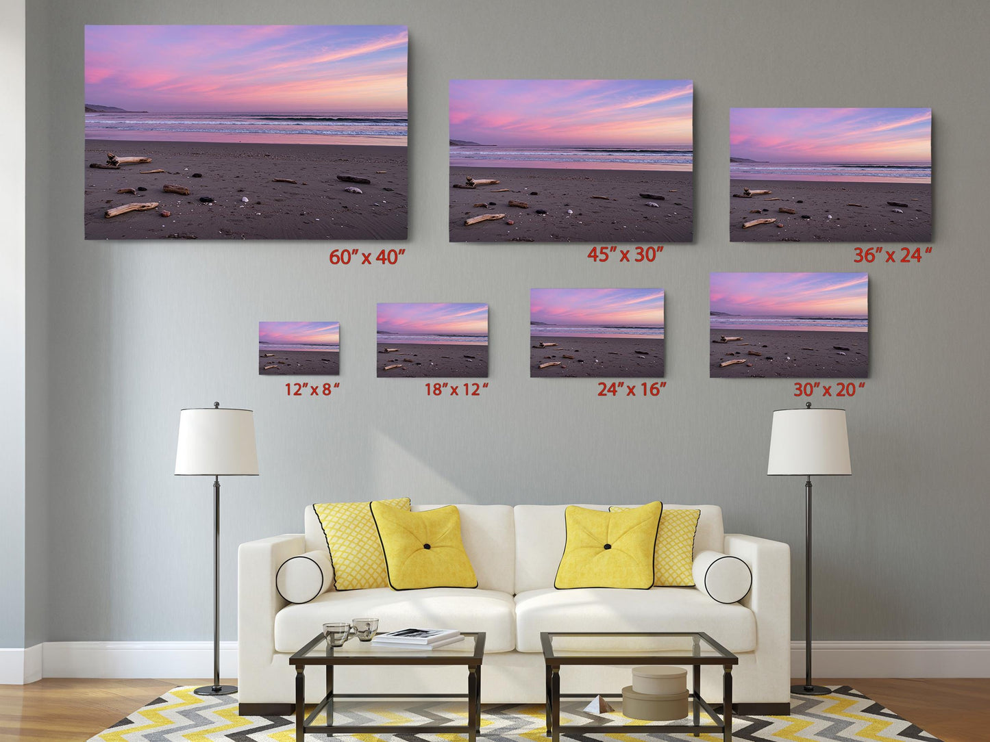 Pastel Sunset Beach Canvas | Coastal Wall Art - Driftwood Shore Print, Museum Quality
