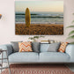 Surfboard Beach Canvas | Coastal Wall Art - Golden Sand Print on Wood Frame