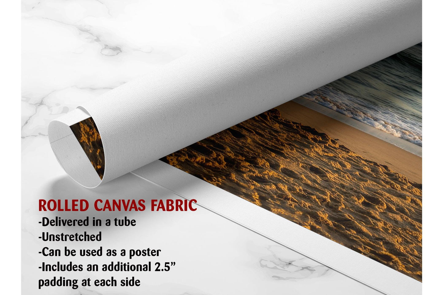 Surfboard Beach Canvas | Coastal Wall Art - Golden Sand Print on Wood Frame