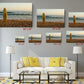 Surfboard Beach Canvas | Coastal Wall Art - Golden Sand Print on Wood Frame