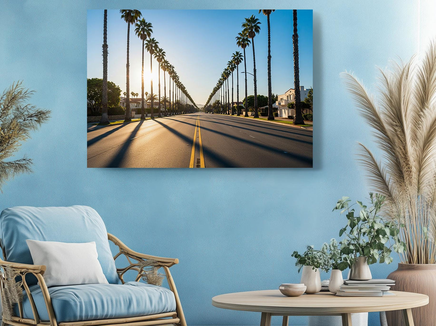 Palm Street Canvas Print – Beverly Drive Sunset Wall Art | Museum Quality California Canvas Art