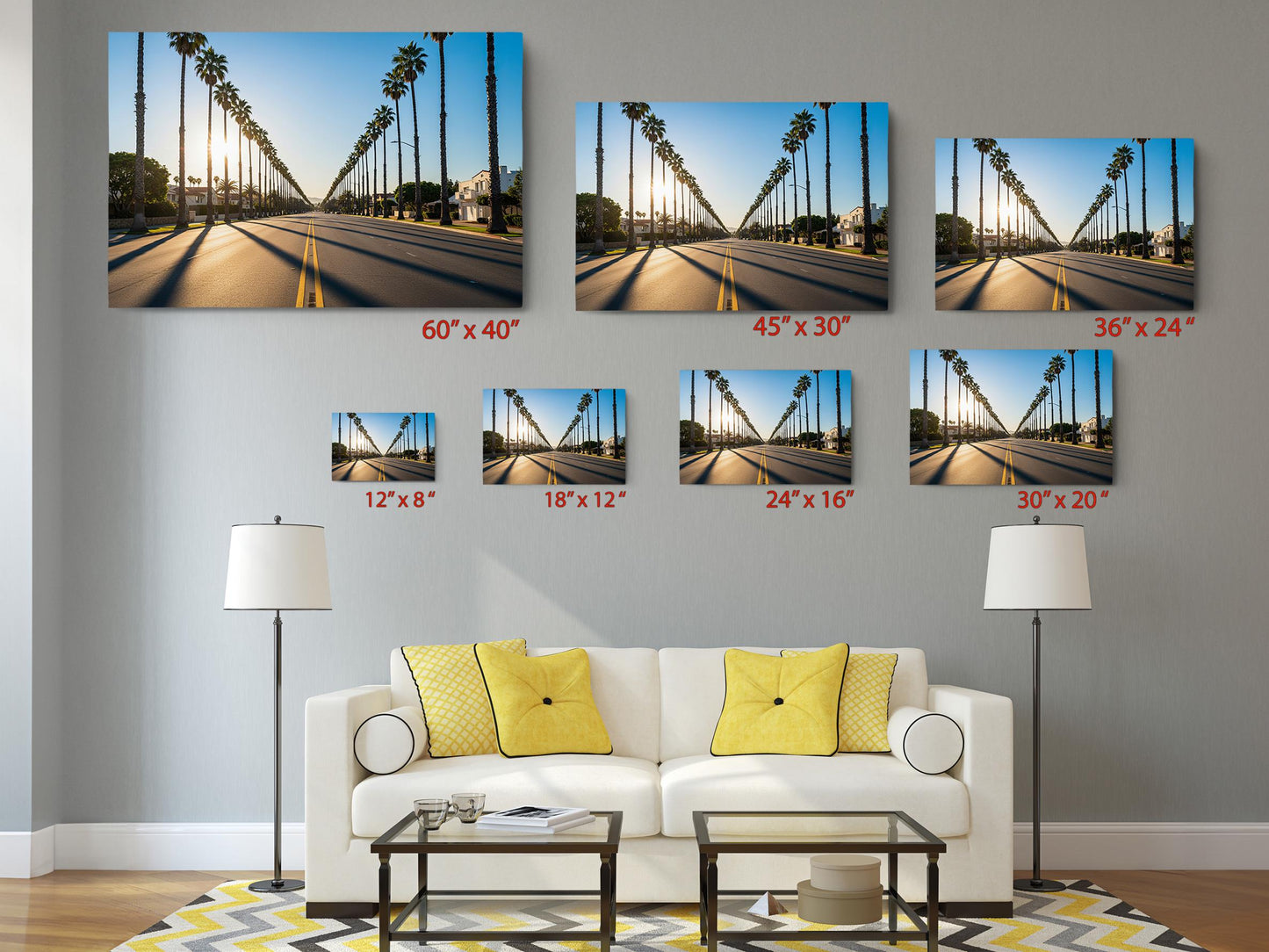 Palm Street Canvas Print – Beverly Drive Sunset Wall Art | Museum Quality California Canvas Art