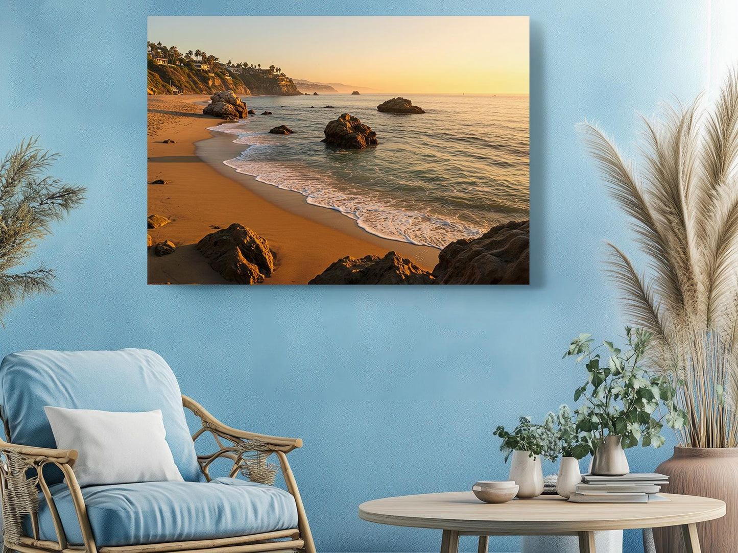 Sunset Beach Canvas Print - Coastal Wall Art | Rolled or Framed Canvas Artwork