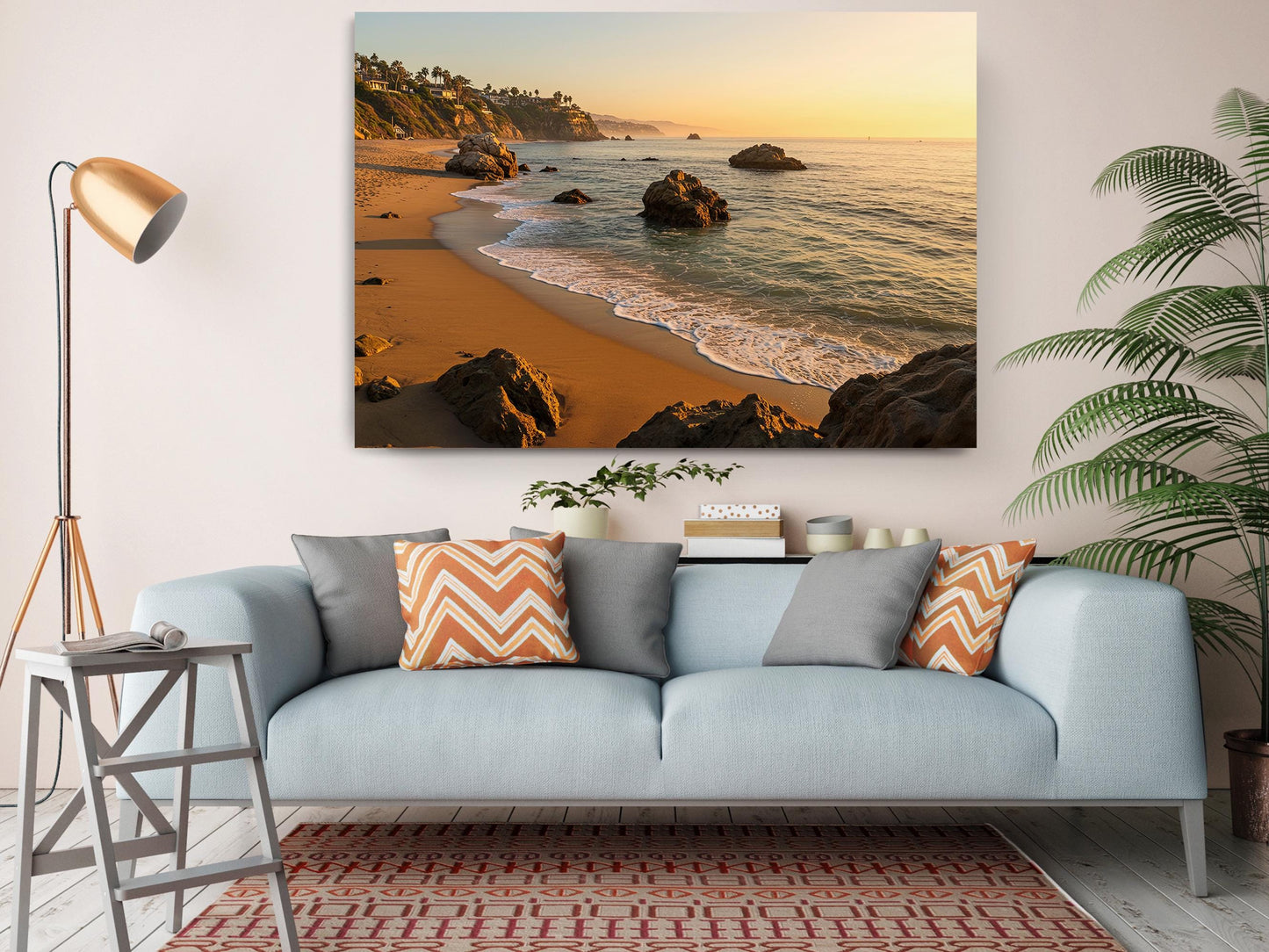 Sunset Beach Canvas Print - Coastal Wall Art | Rolled or Framed Canvas Artwork