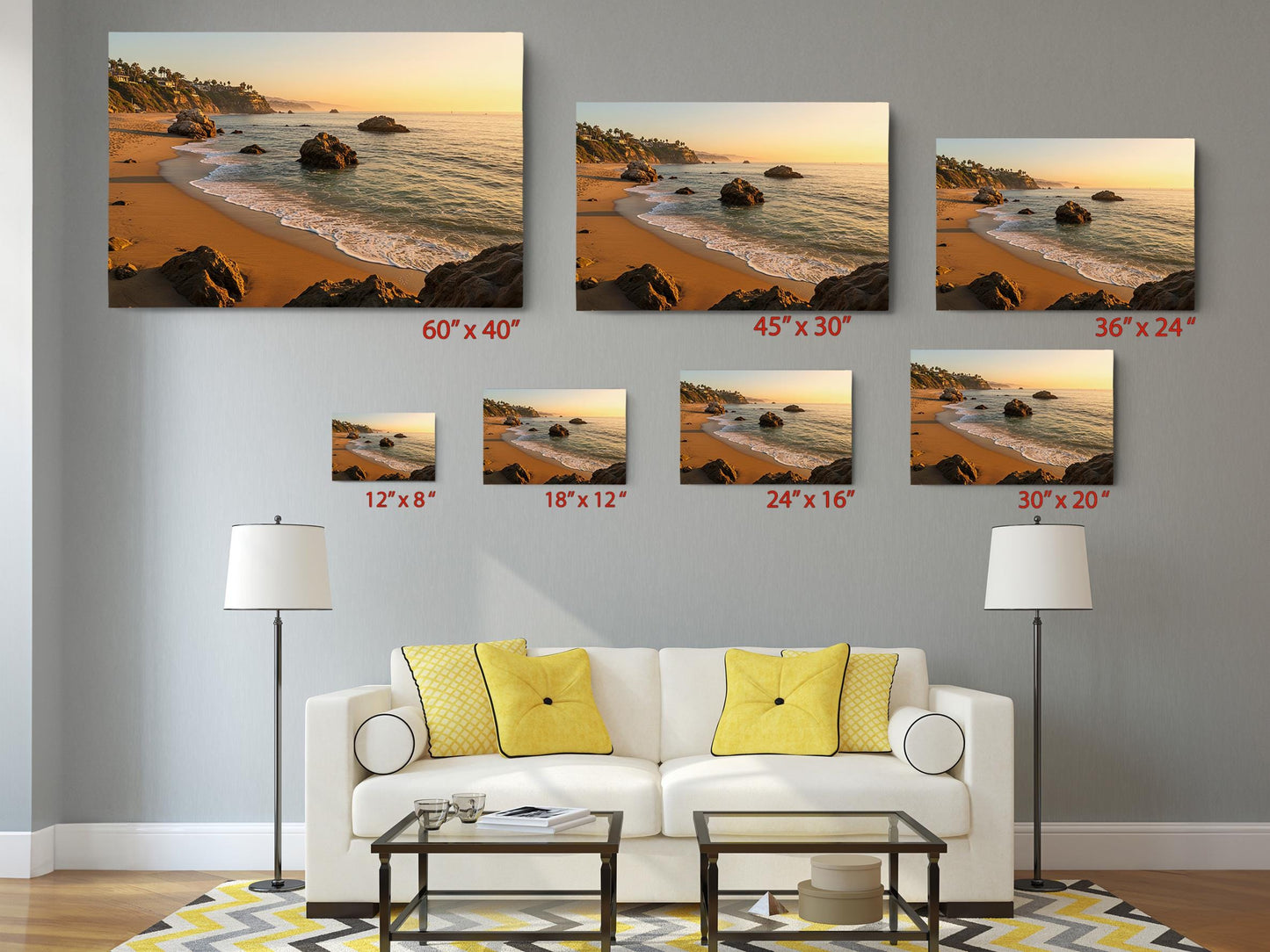 Sunset Beach Canvas Print - Coastal Wall Art | Rolled or Framed Canvas Artwork