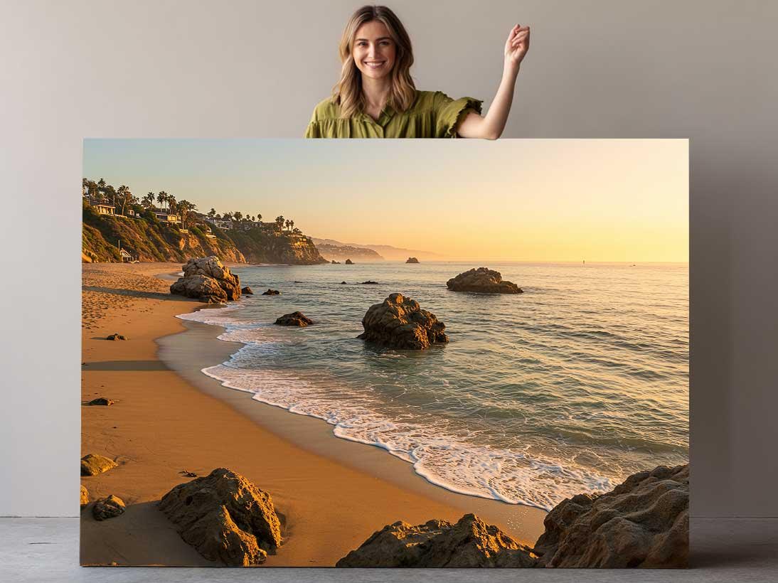 Sunset Beach Canvas Print - Coastal Wall Art | Rolled or Framed Canvas Artwork