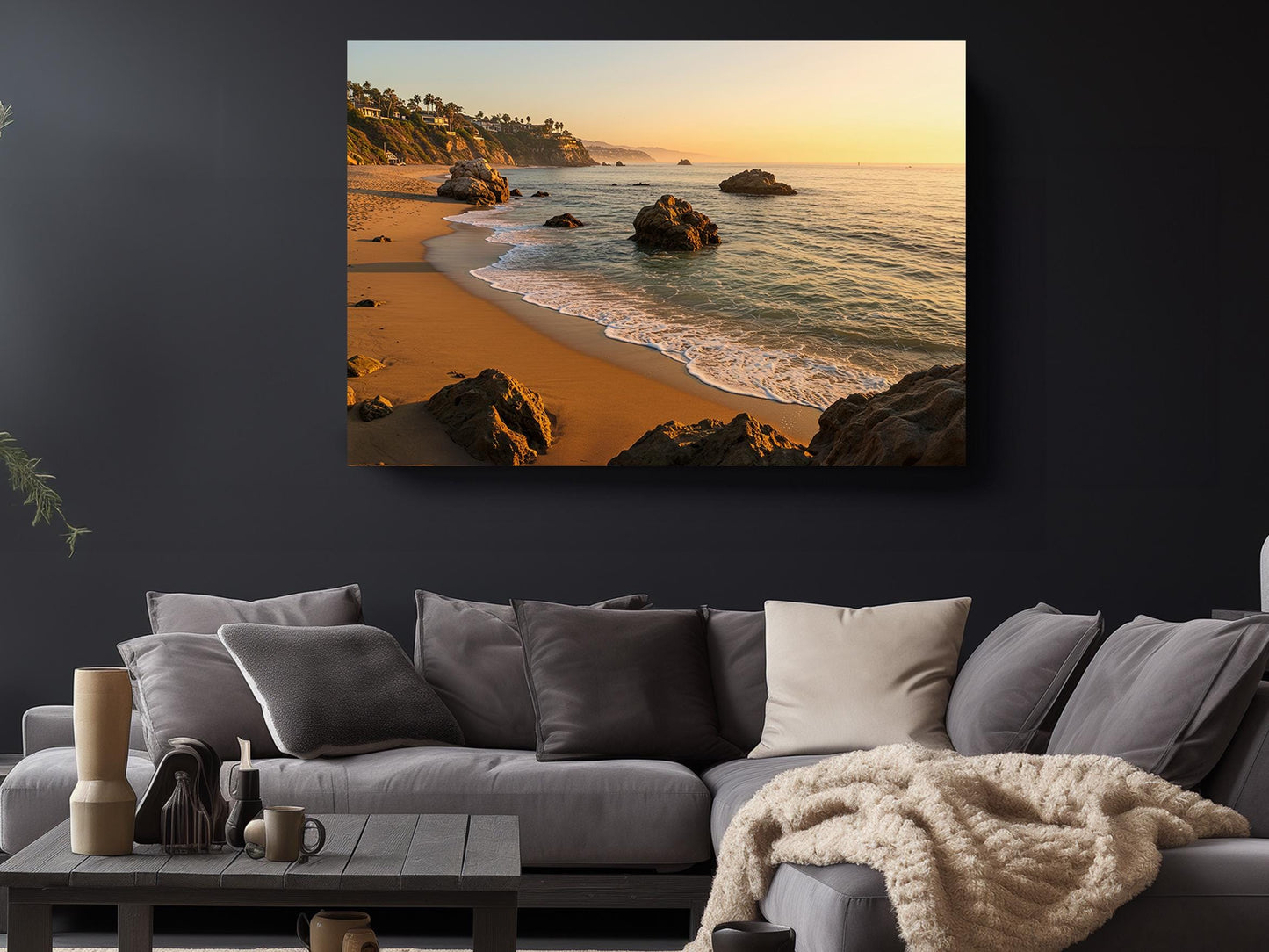 Sunset Beach Canvas Print - Coastal Wall Art | Rolled or Framed Canvas Artwork