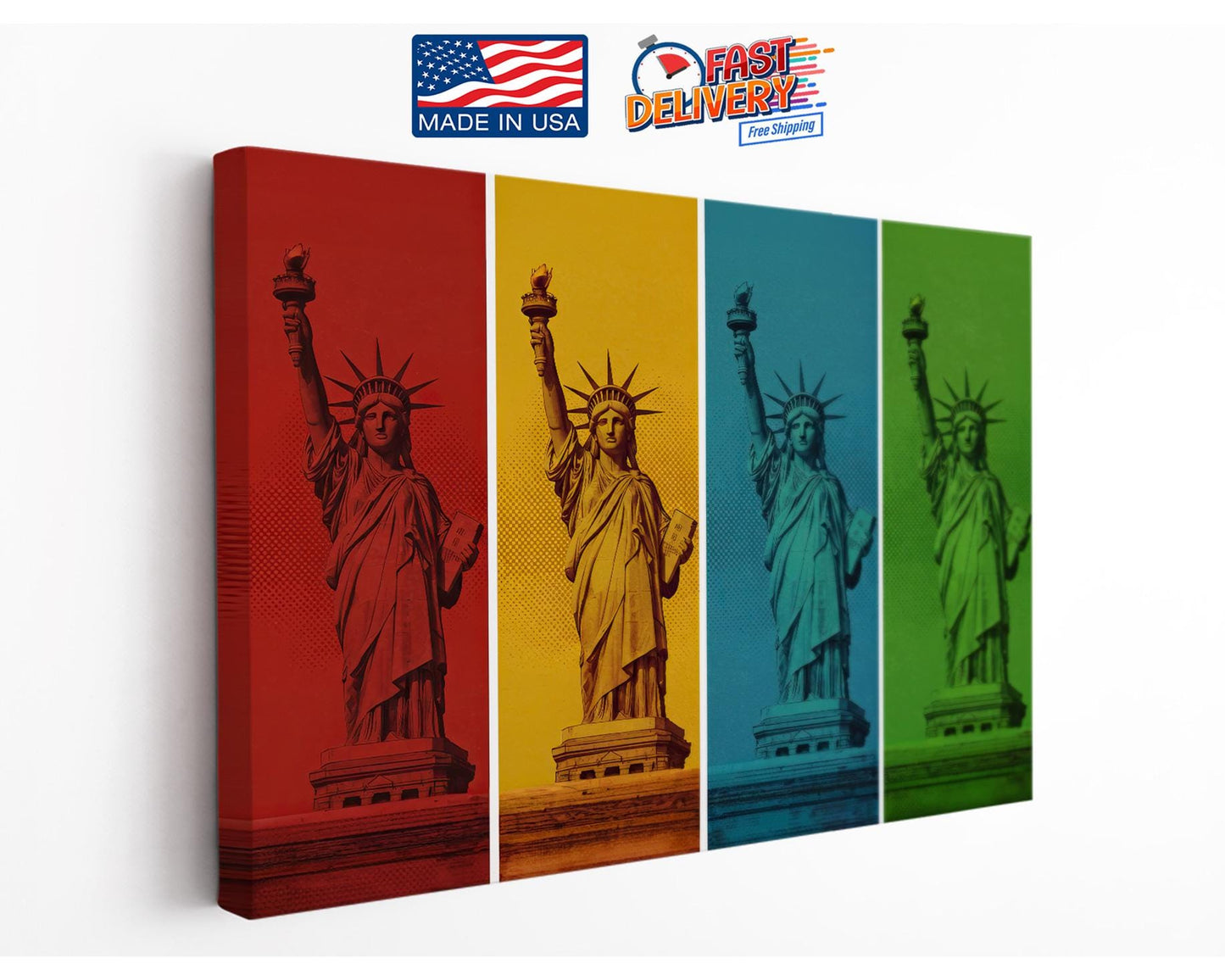 Pop Art Canvas - NYC Statue of Liberty Colorful Wall Art | Ready to Hang