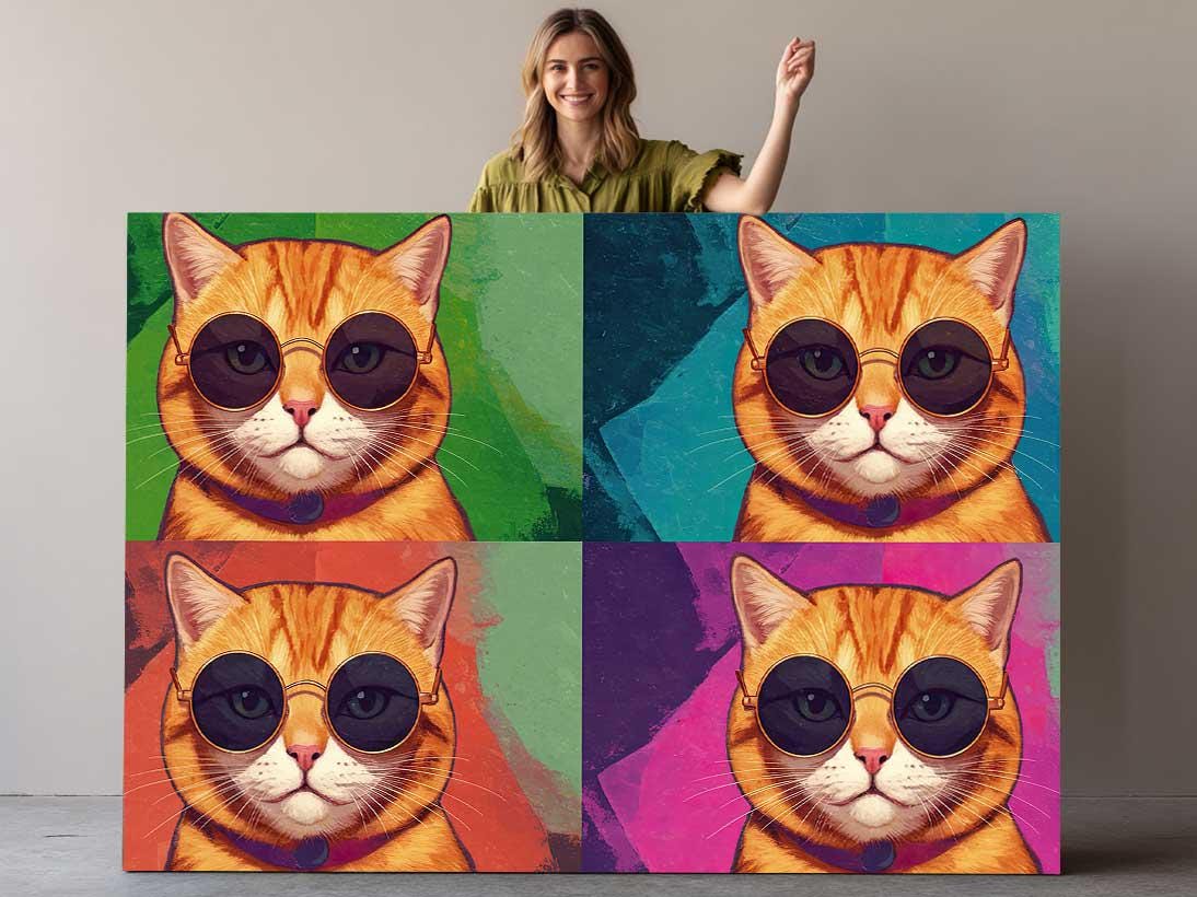 Pop Art Cat Canvas - Colorful Tabby Cat Wall Art | Ready to Hang Canvas Print