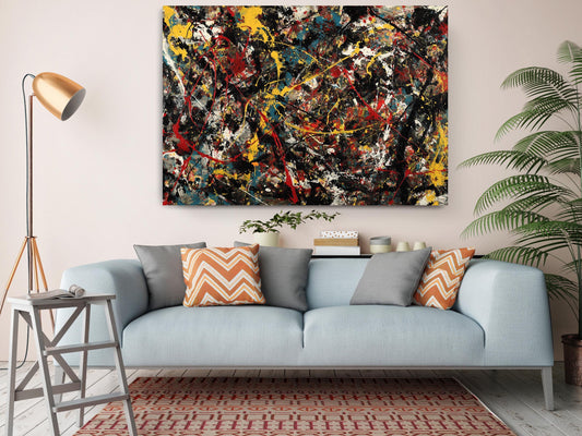 Abstract Canvas Art | Red Yellow Black Art on Fade Resistant Museum Quality Canvas