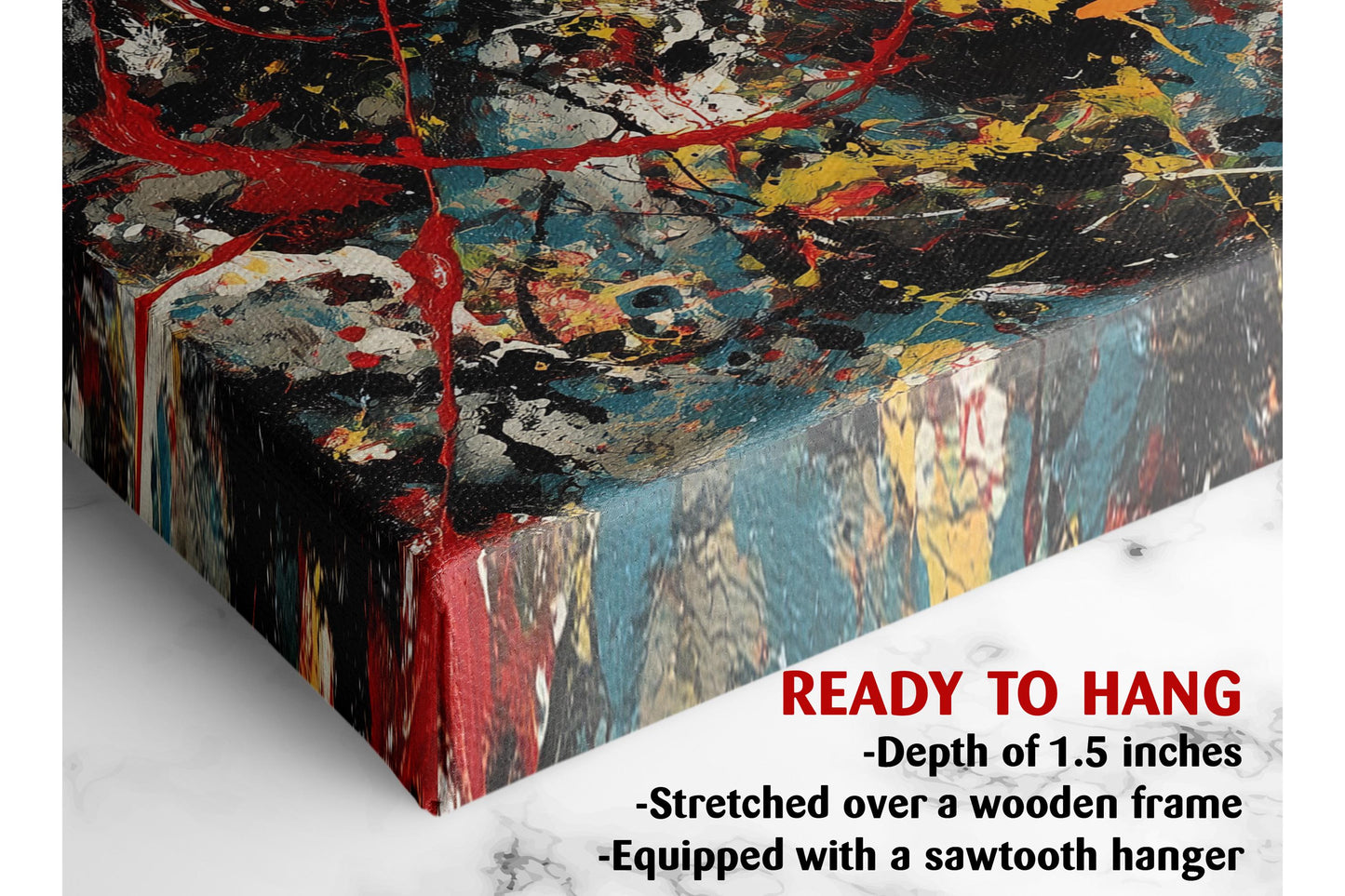 Abstract Canvas Art | Red Yellow Black Art on Fade Resistant Museum Quality Canvas