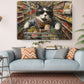 Funny Cat Canvas Art - Colorful Supermarket Cat Painting on Artist-Grade Canvas
