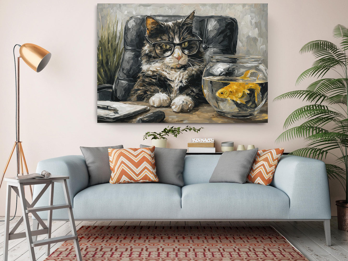 Funny Cat Canvas - Ready to Hang Wall Art | Humorous Cat Decor Print
