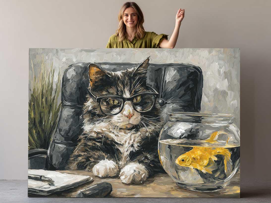 Funny Cat Canvas - Ready to Hang Wall Art | Humorous Cat Decor Print