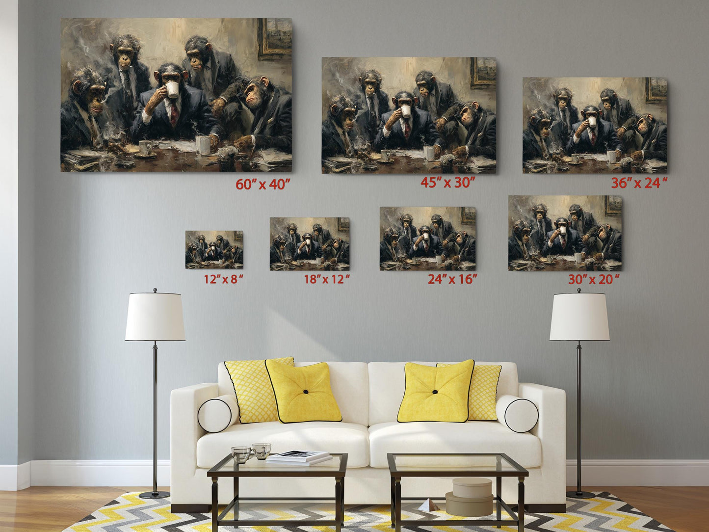 Chimpanzee Canvas Art - Quirky Office Wall Decor | Framed or Rolled Canvas Print