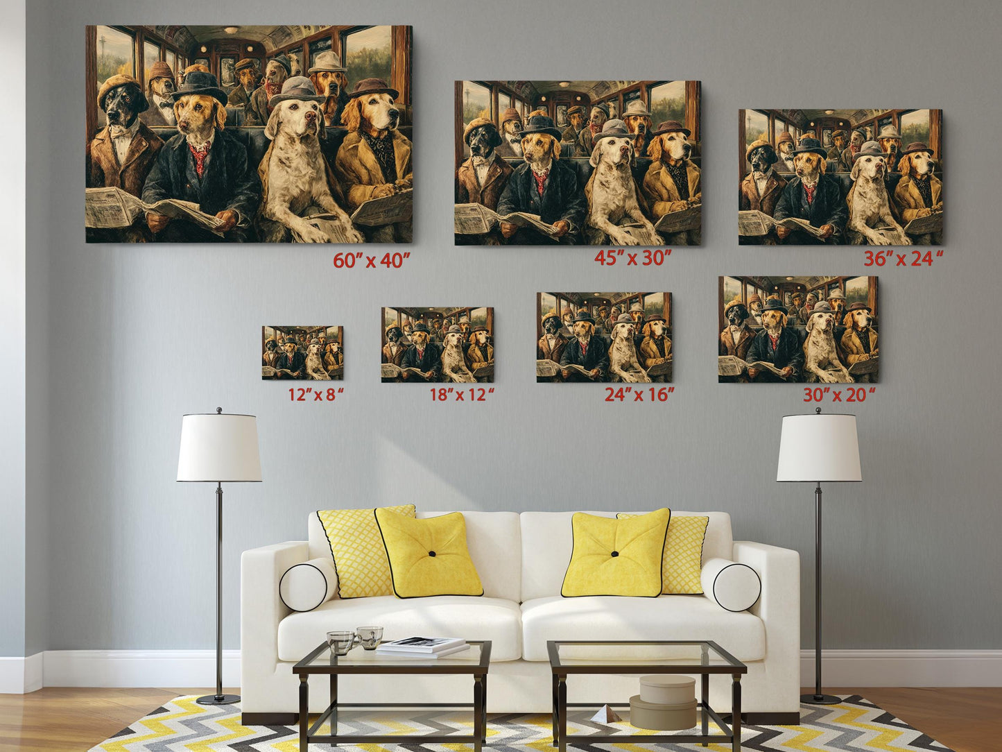 Dog Canvas Wall Art – Vintage Dog Print on Museum Quality Canvas, Framed or Rolled