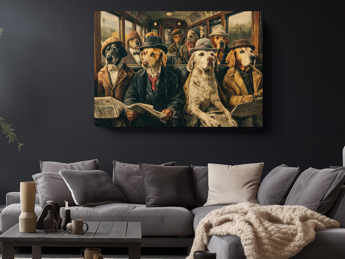 Dog Canvas Wall Art – Vintage Dog Print on Museum Quality Canvas, Framed or Rolled