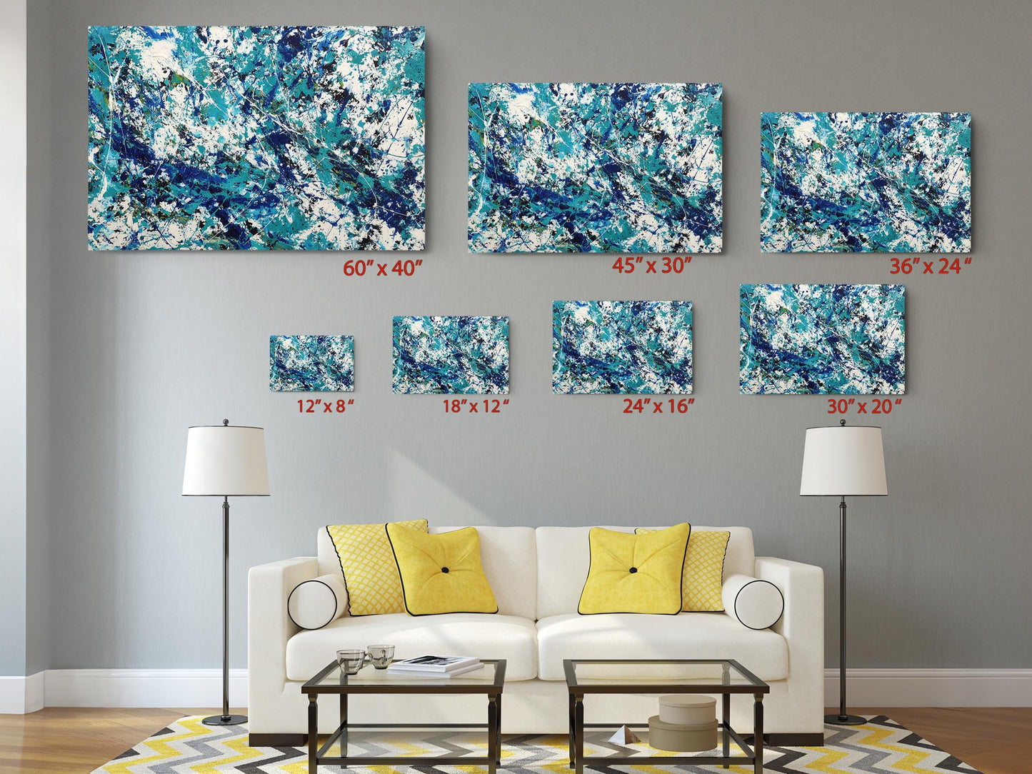 Blue Abstract Canvas Art – Modern Wall Prints | Framed or Rolled Canvas Decor