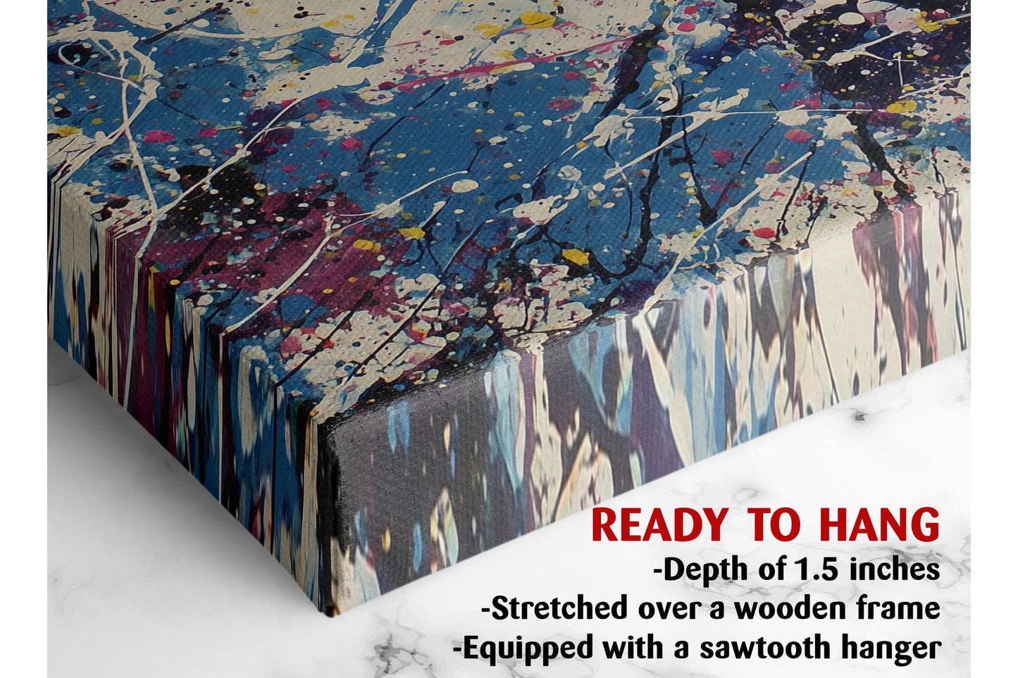 Abstract Canvas Wall Art – Cosmic Pollock Style Splatter Painting, Framed Print