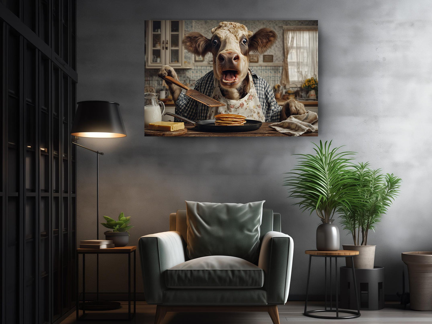 Cow Kitchen Wall Art – Funny Pancake Wall Print | Framed or Rolled Canvas