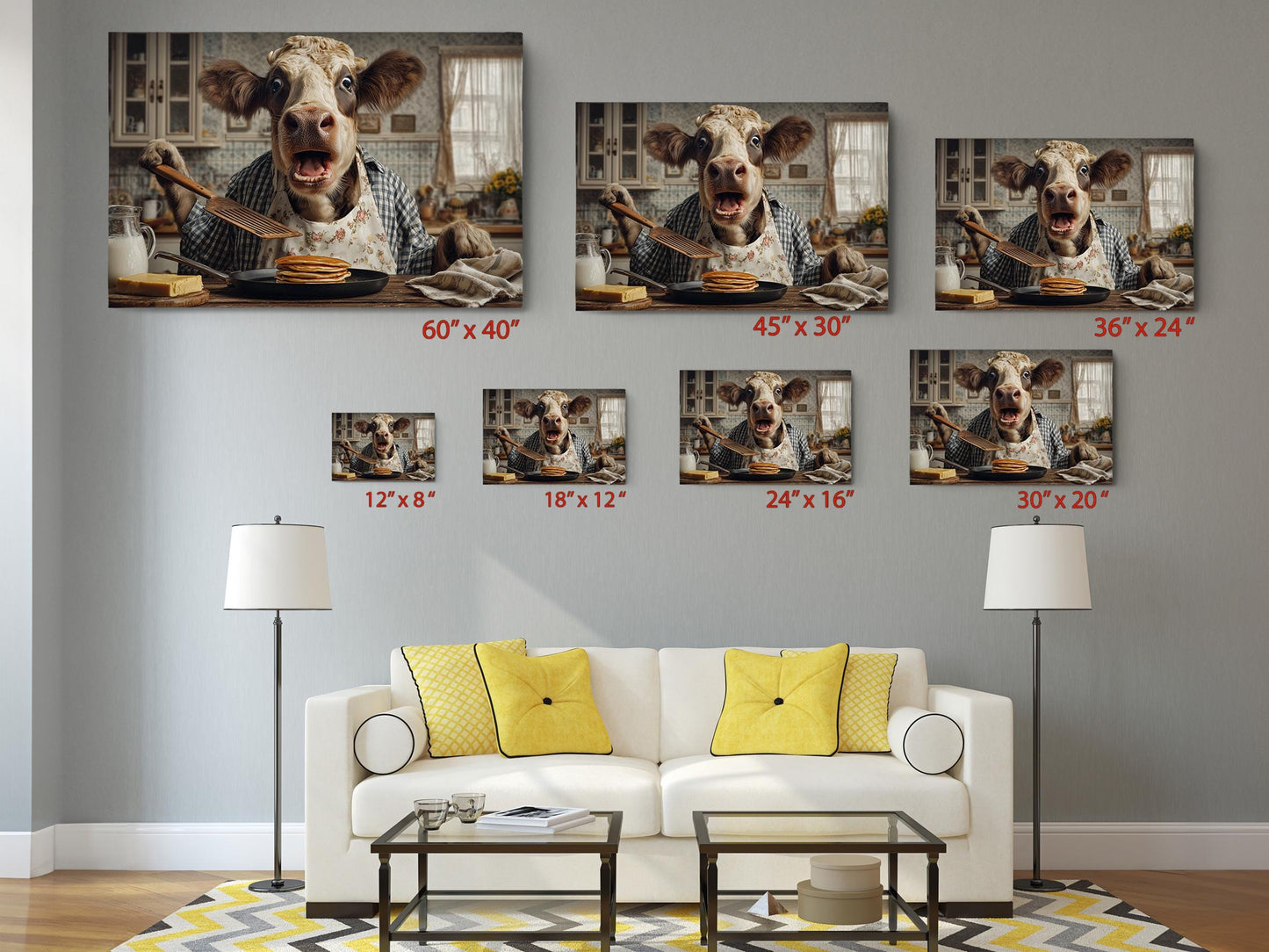 Cow Kitchen Wall Art – Funny Pancake Wall Print | Framed or Rolled Canvas