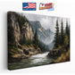 Rocky Mountain Canvas Art - Dramatic Cliff & Forest Landscape Wall Decor Print