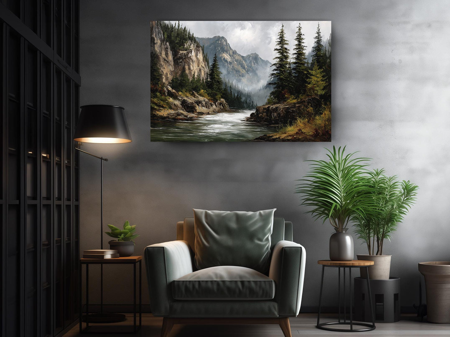 Rocky Mountain Canvas Art - Dramatic Cliff & Forest Landscape Wall Decor Print