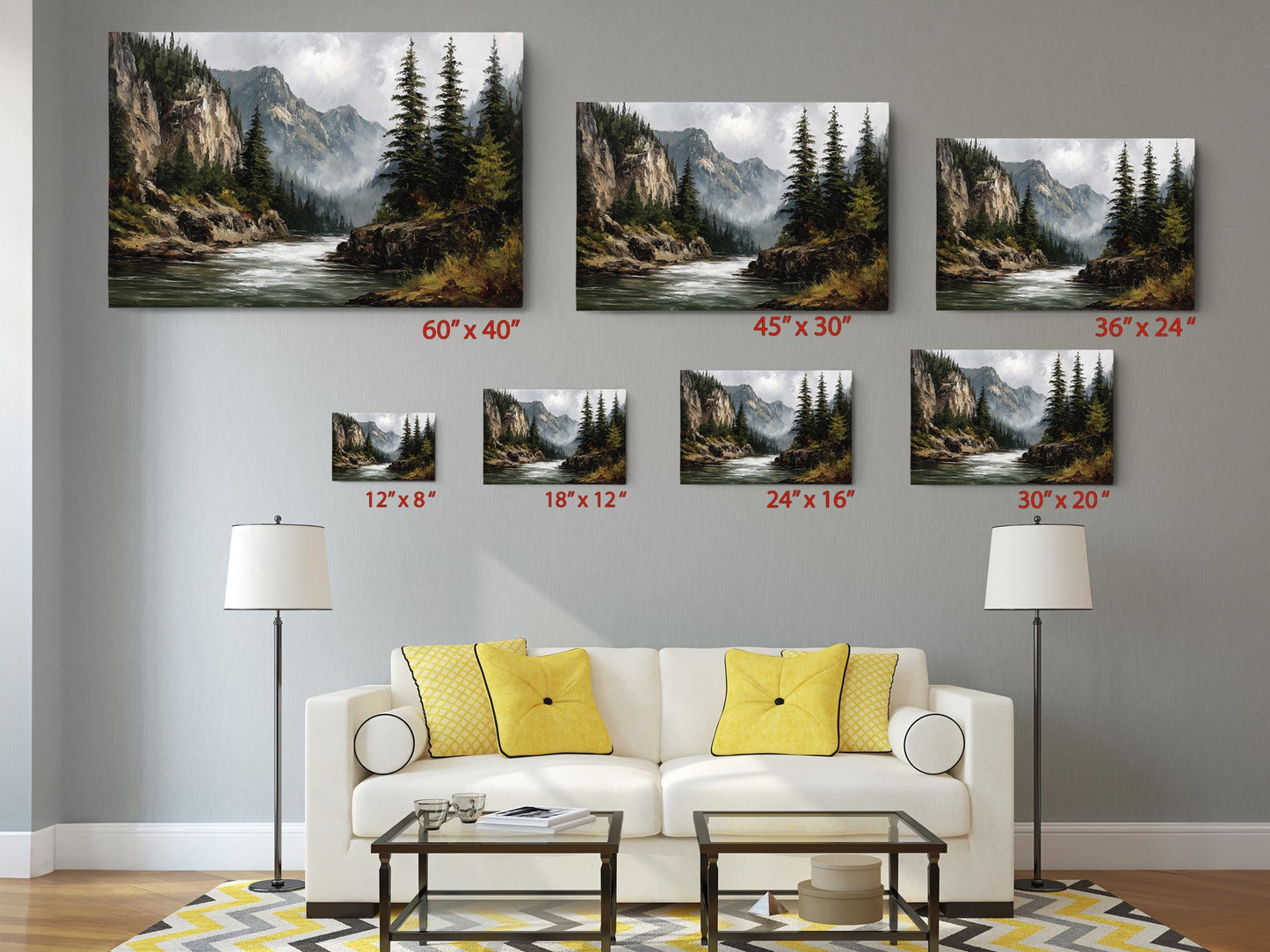 Rocky Mountain Canvas Art - Dramatic Cliff & Forest Landscape Wall Decor Print