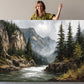 Rocky Mountain Canvas Art - Dramatic Cliff & Forest Landscape Wall Decor Print