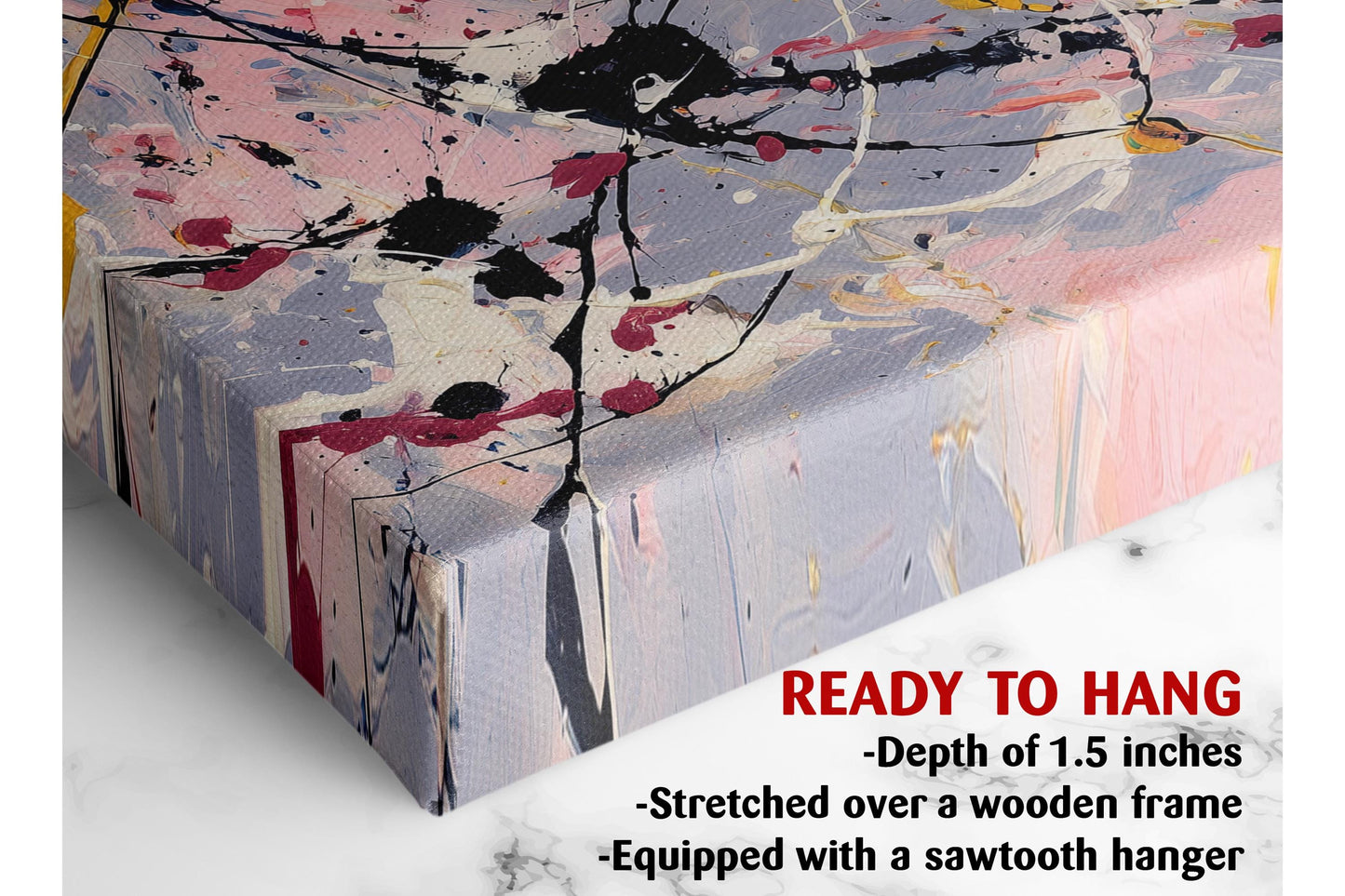 Abstract Canvas Art – Pink Yellow Painting | Modern Expressionist Drip Print